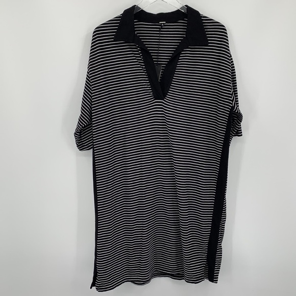 Monrow Archives polo dress black white knit stripe new X-Large XL - Picture 2 of 5